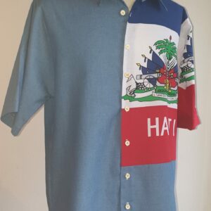 77.1Chemise drapeau Haïti. Chemise tenue traditionnelle haïtienne. Tissu cent pour cent coton. Confectionné à Paris Par Anjero Création. Série limitée. M, L, XL, XXL. 79.95€