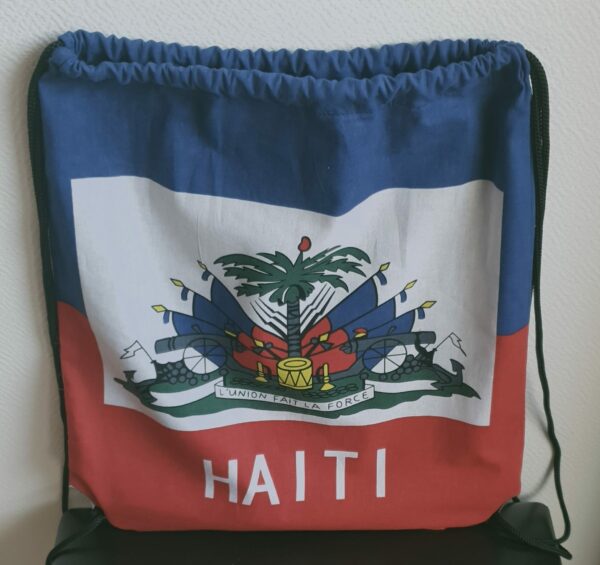 Sac polochon en coton assorti du drapeau Haïti