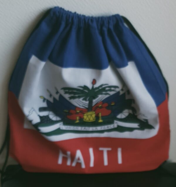 Sac polochon en coton assorti du drapeau Haïti