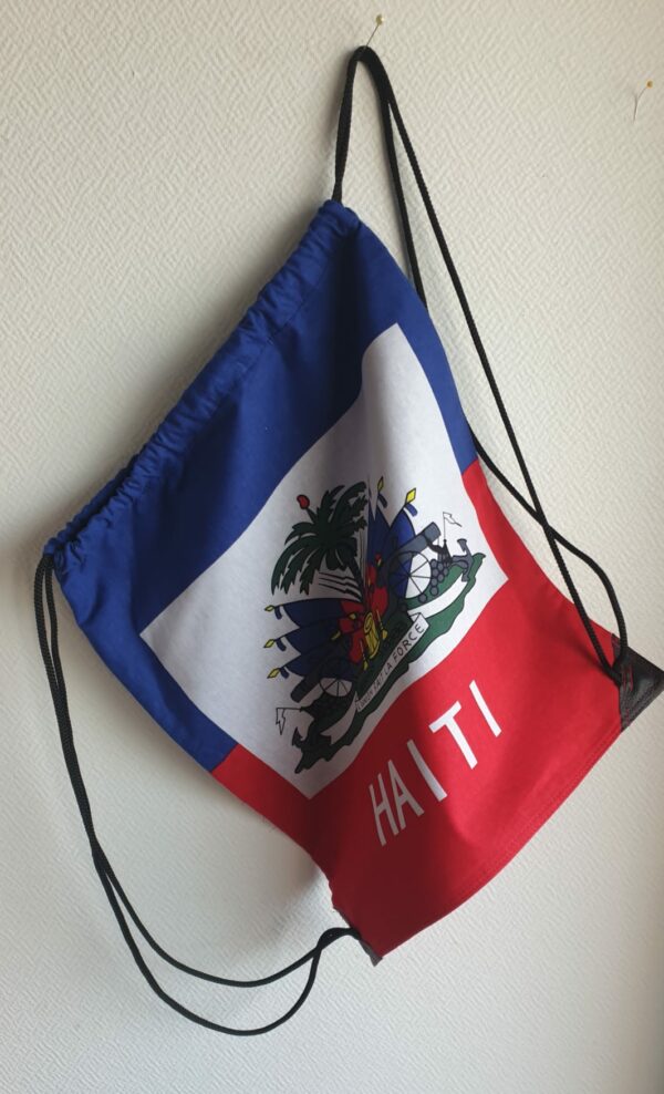 Sac polochon en coton assorti du drapeau Haïti