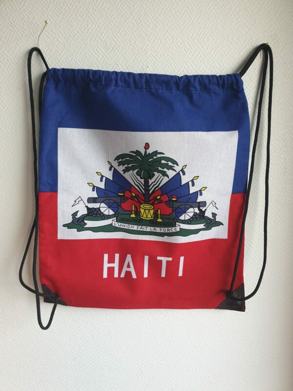 Sac polochon en coton assorti du drapeau Haïti